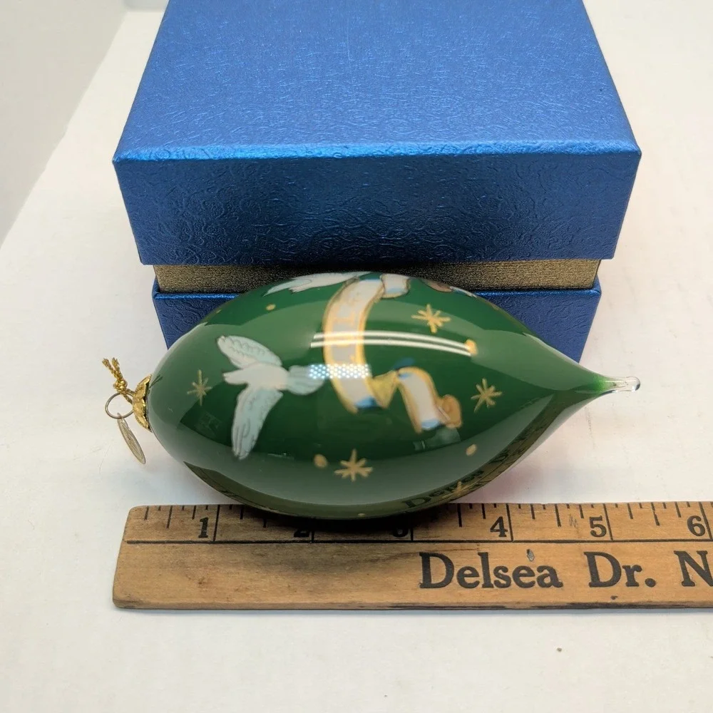 Pier 1 Li Bien Hand Painted Glass Angel Dove Teardrop Christmas Ornament 2014
